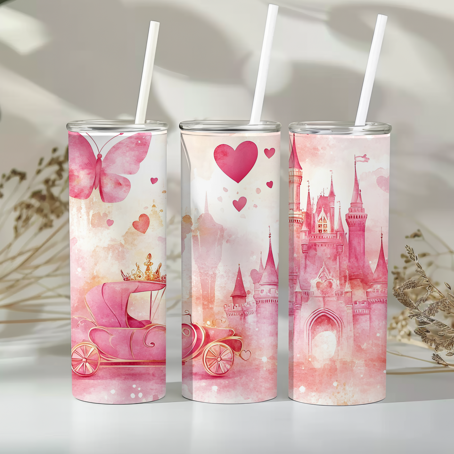 Mini me tumbler gift set - Pink princess castle
