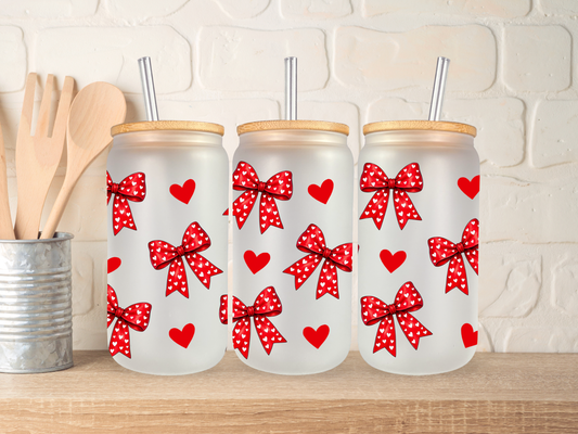 🩷 Pattern bows and small hearts 🩷 - 16oz libbey can