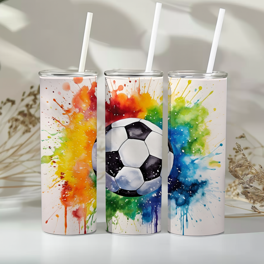 Rainbow splash football - 20oz tumbler