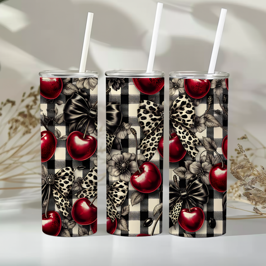 Checkered cherry - 20oz tumbler