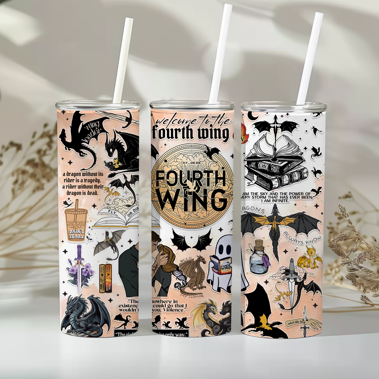 Fourth wing stickers - 20oz tumbler