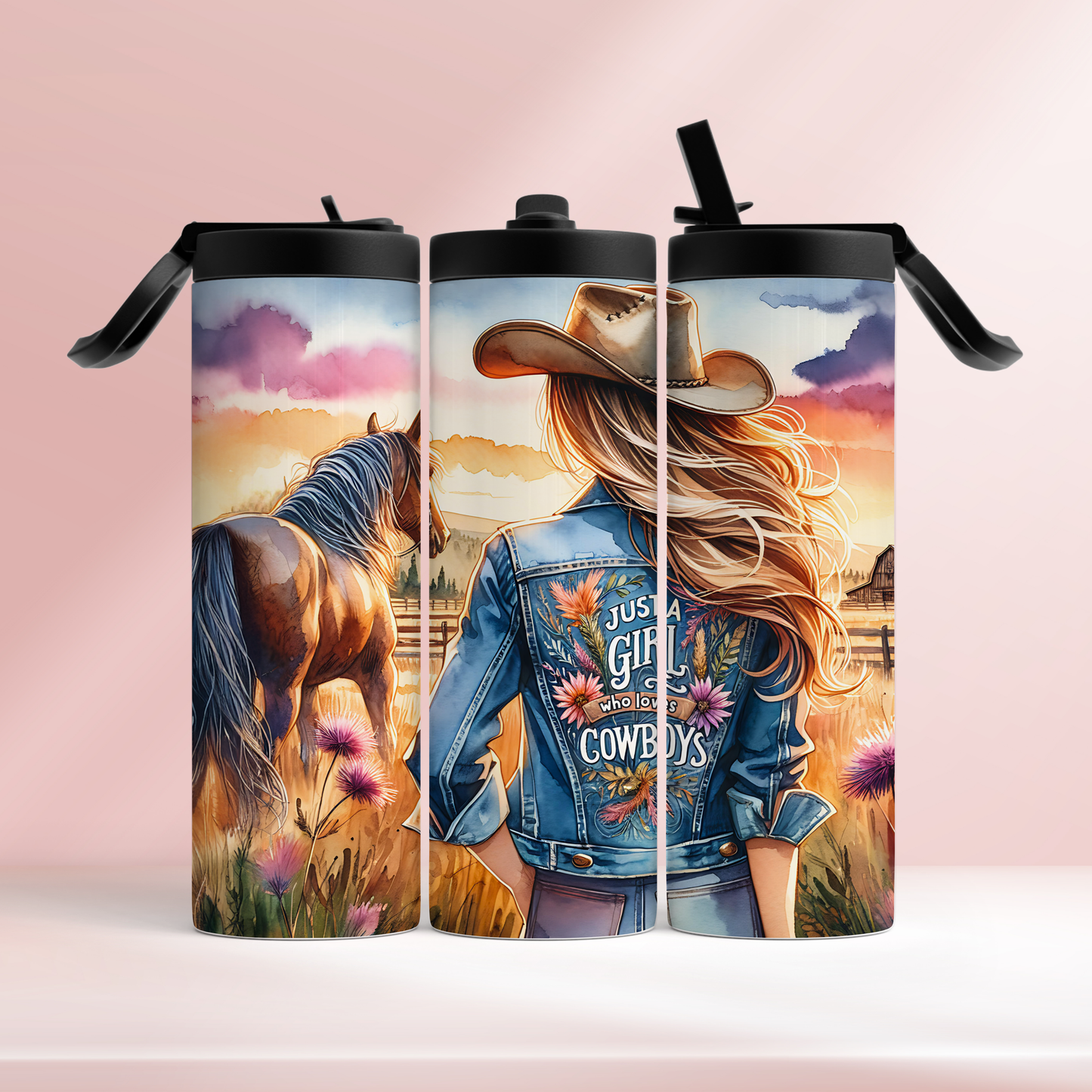 Just a girl who loves cowboys - 20oz tumbler