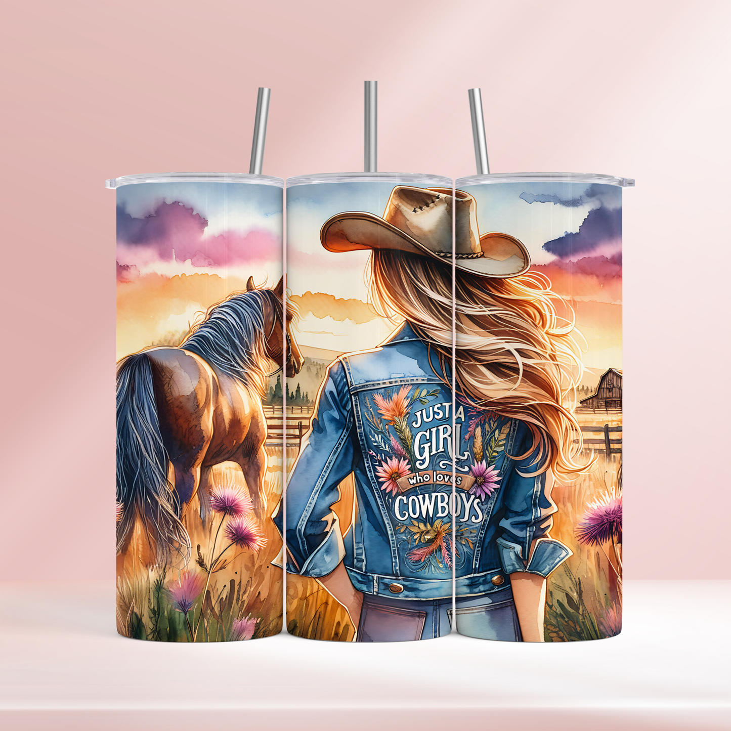 Just a girl who loves cowboys - 20oz tumbler