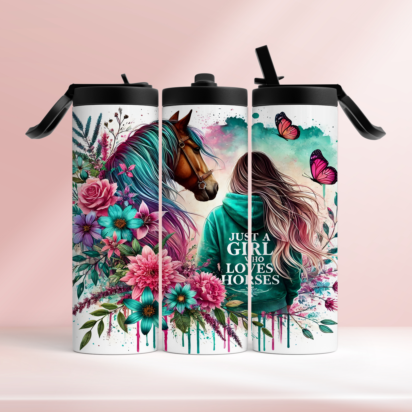 Just a girl who loves horses 2 - 20oz tumbler