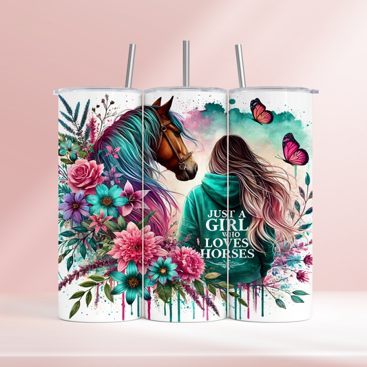 Just a girl who loves horses 2 - 20oz tumbler