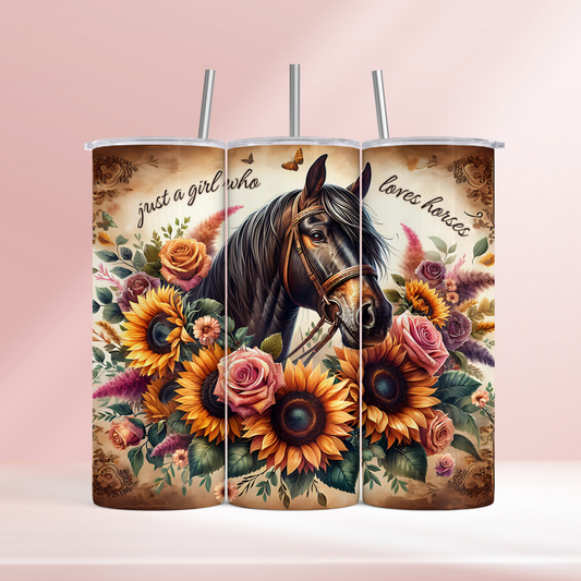 Just a girl who loves horses - 20oz tumbler