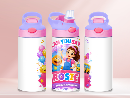 Can you say Personalised - 12oz flip straw water bottle