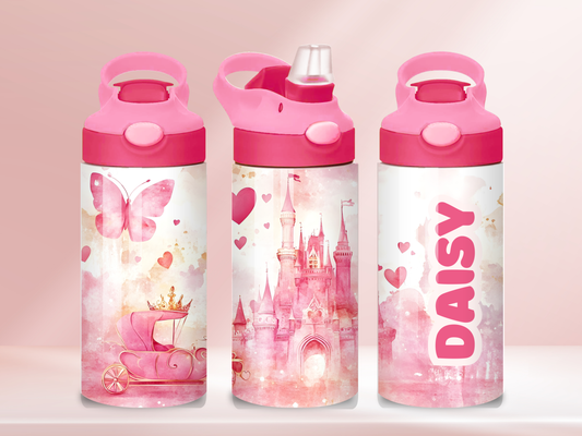 Princess castle - 12oz flip straw water bottle