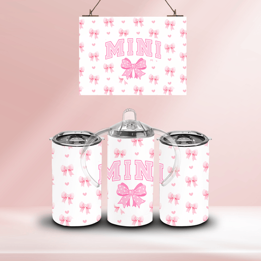 MINI pink bows - 12oz standard/sippy tumbler