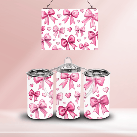 Pink bows - 12oz standard/ sippy tumbler