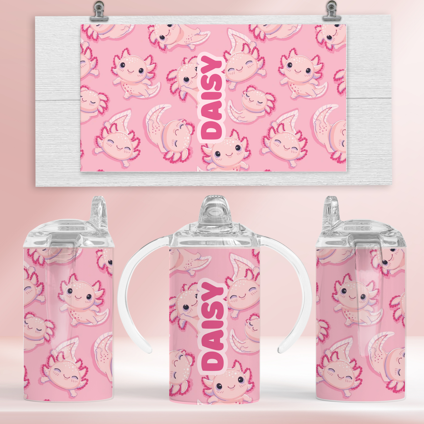Pink Axylotyl - 12oz standard/sippy tumbler