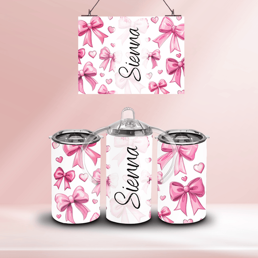 Pink bows - 12oz standard/ sippy tumbler