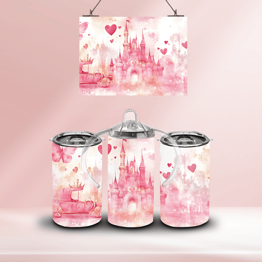 Pink princess castle - 12oz standard/sippy tumbler