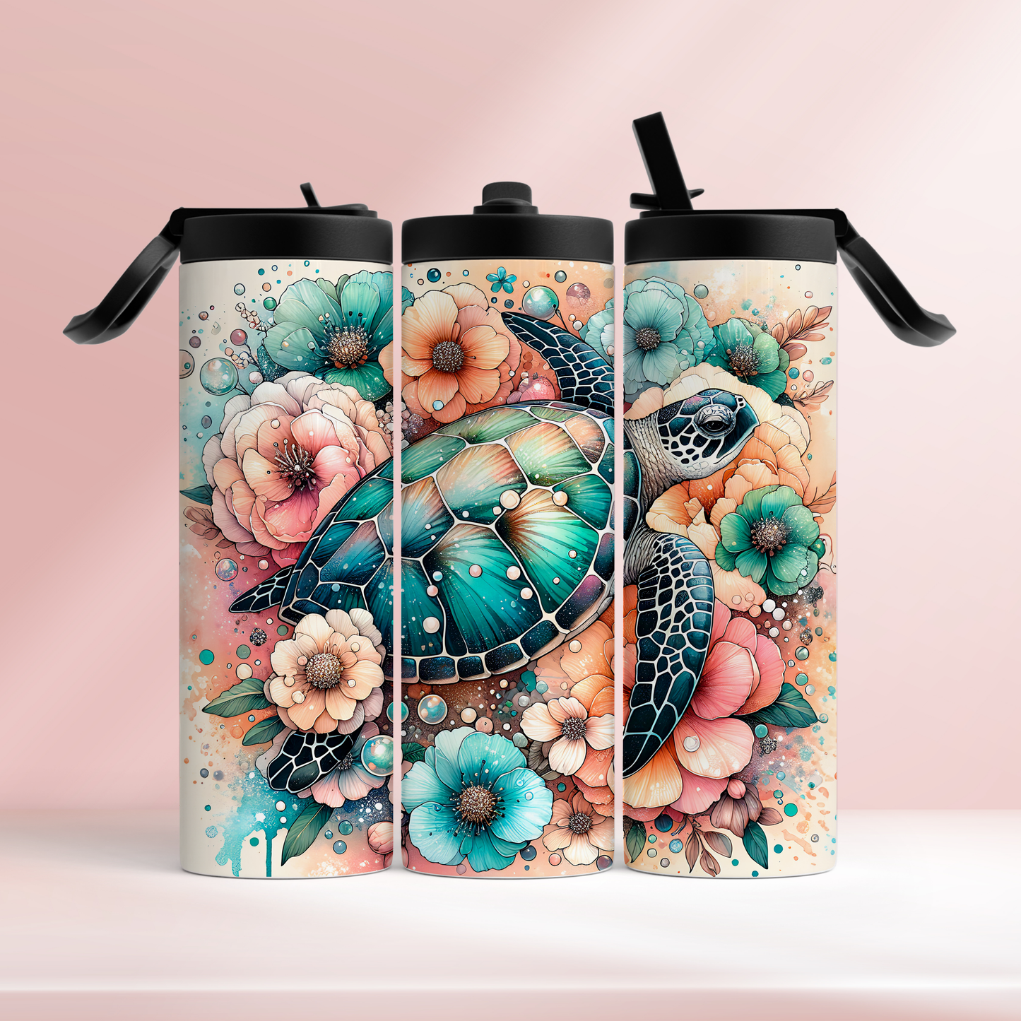 Turtle flowers -  20oz tumbler