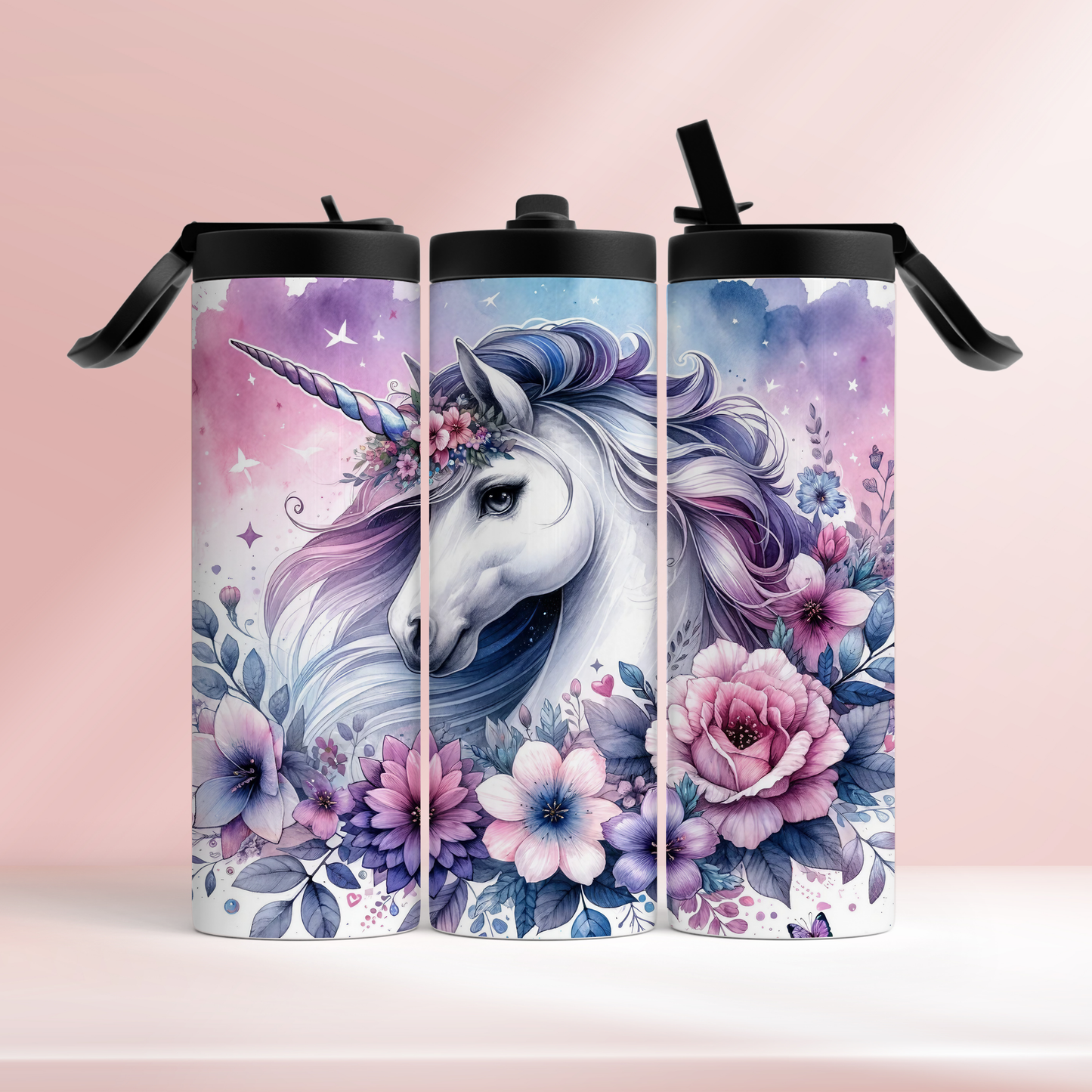 Floral unicorn - 20oz tumbler