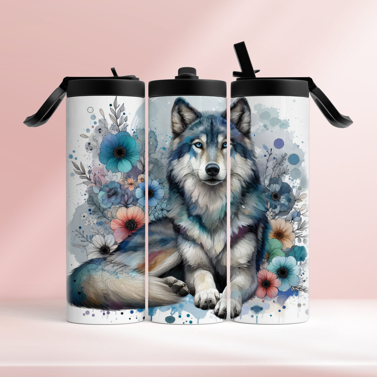Floral wolf - 20oz tumbler