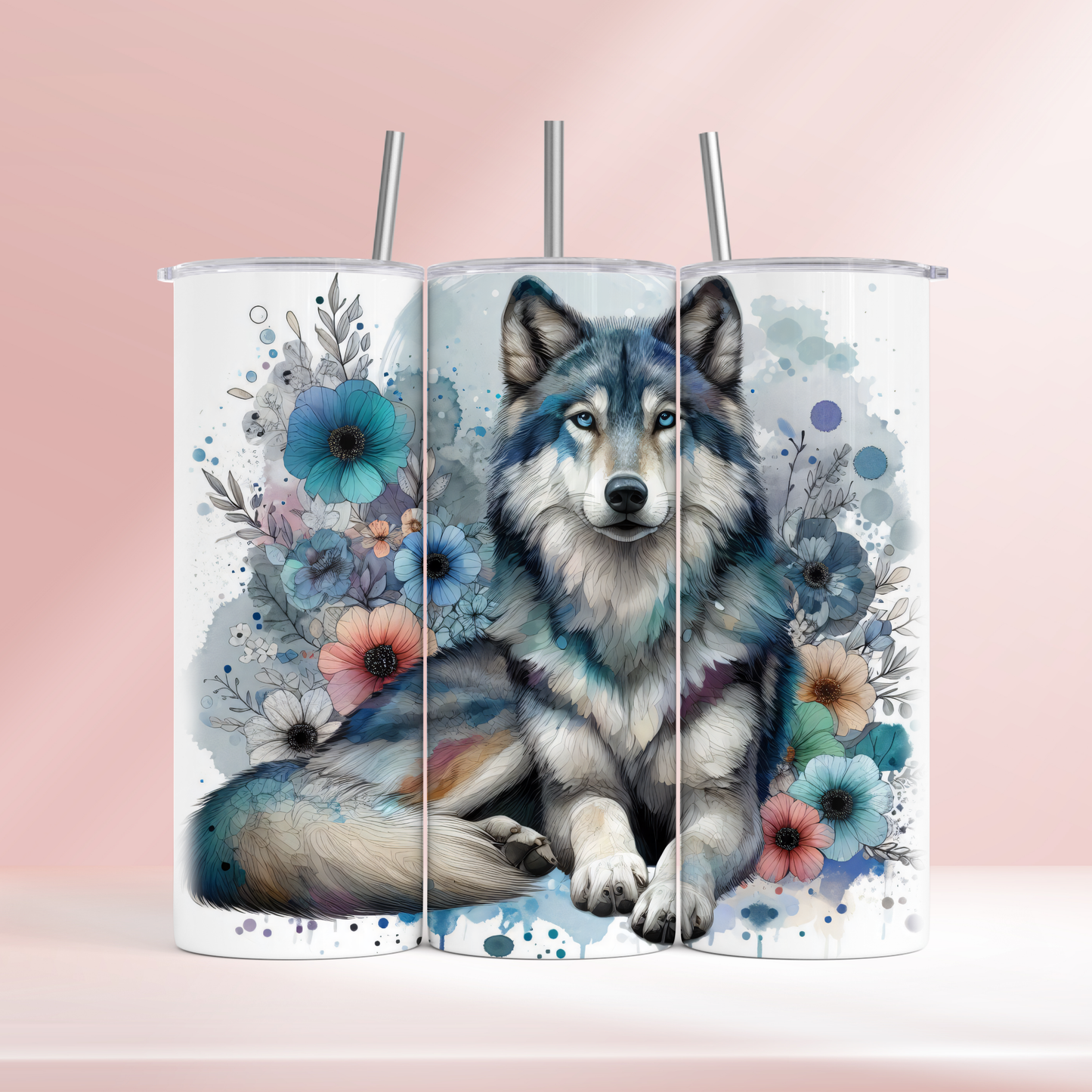 Floral wolf - 20oz tumbler