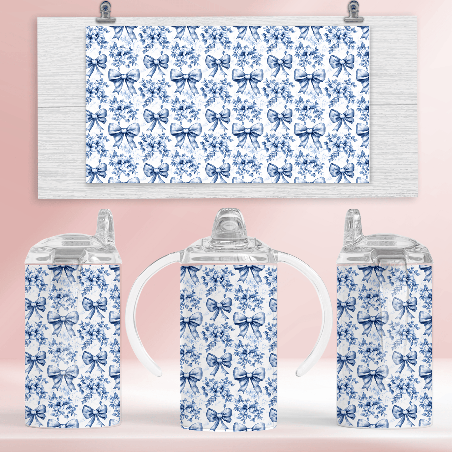 Blue bows - 12oz standard/sippy tumbler