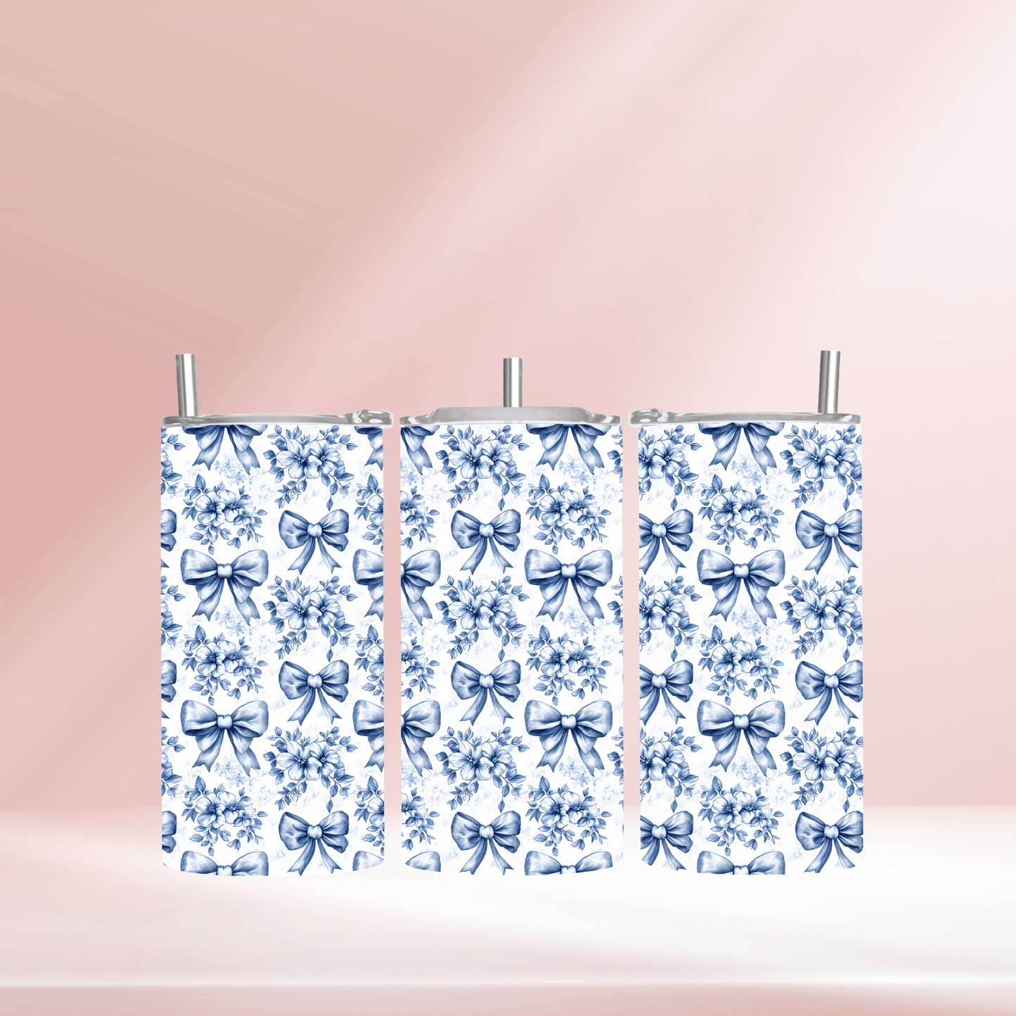 Blue bows - 12oz standard/sippy tumbler