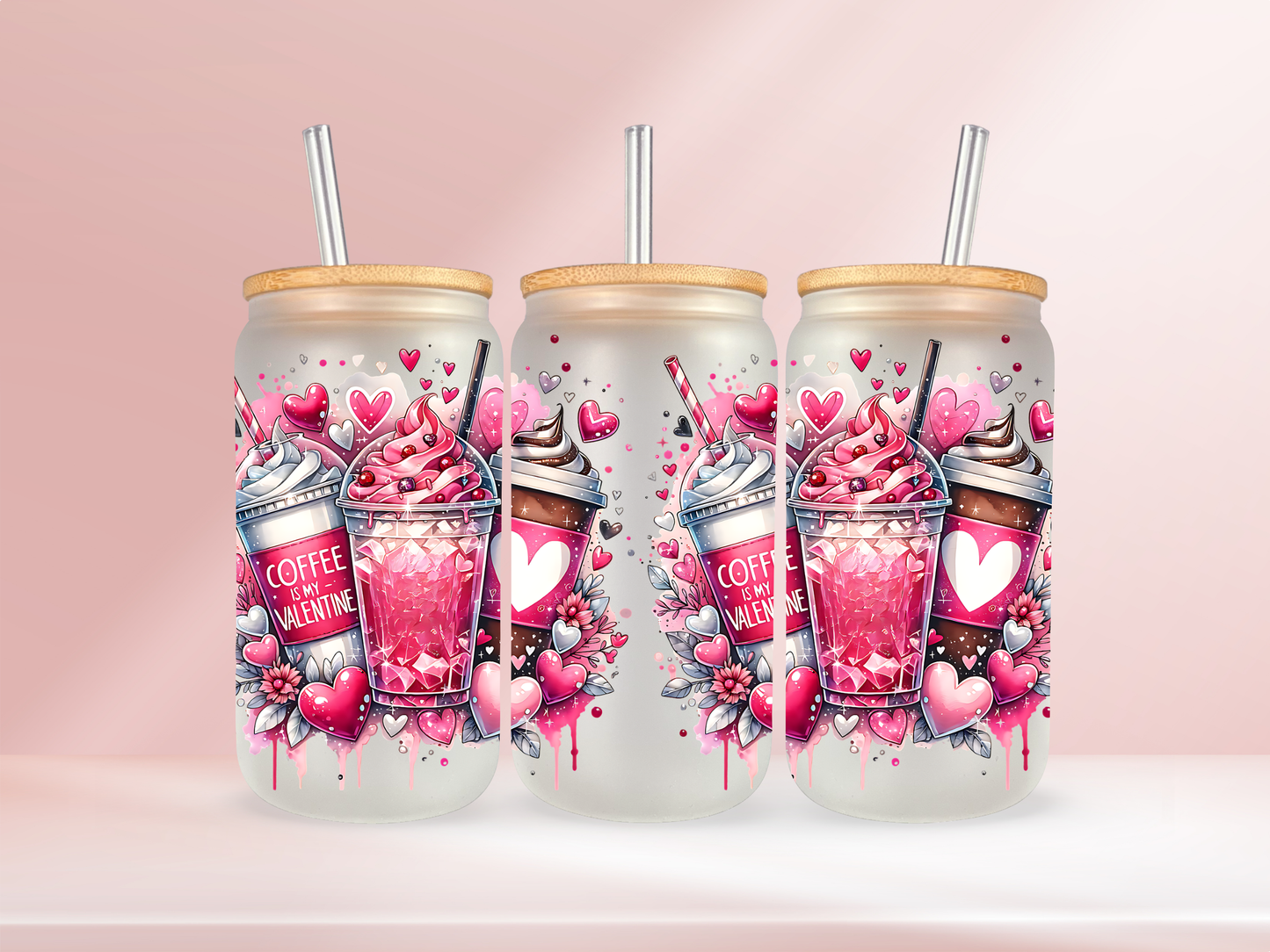 🩷 Coffee is my Valentine 🩷 - 16oz libbey glass