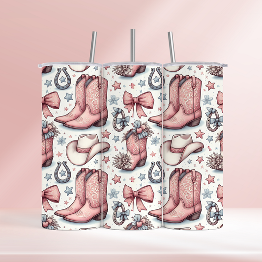 Pink coquette boots - 20oz tumbler