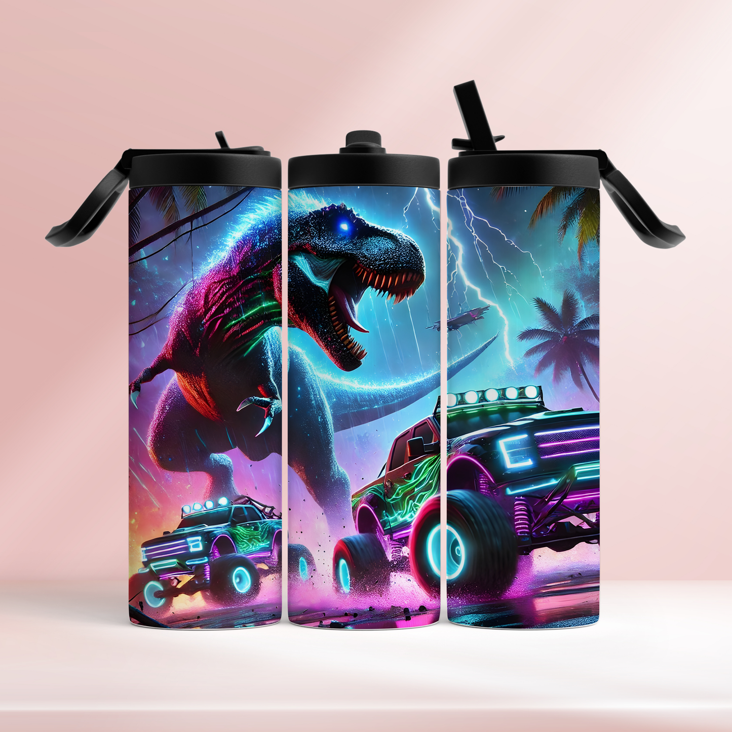 Neon dino mayhem - 20oz tumbler
