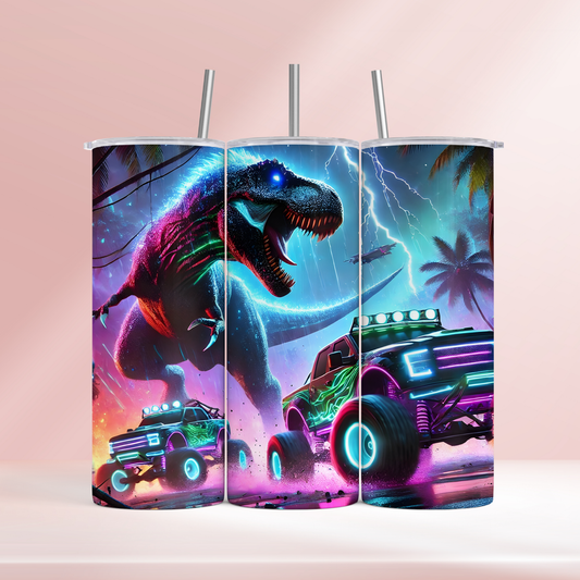 Neon dino mayhem - 20oz tumbler