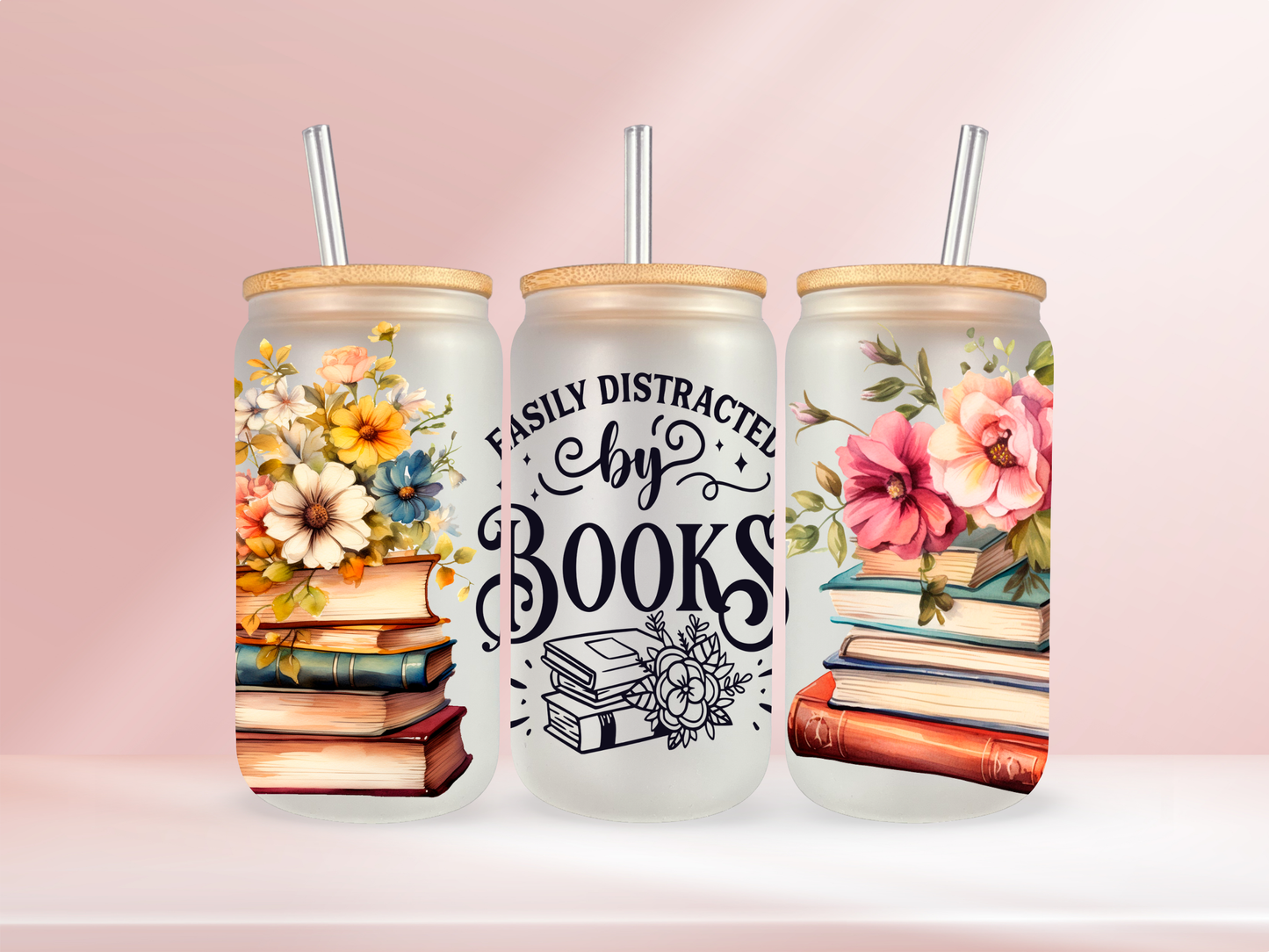 Easily Distracted By Books 16oz Libbey glass