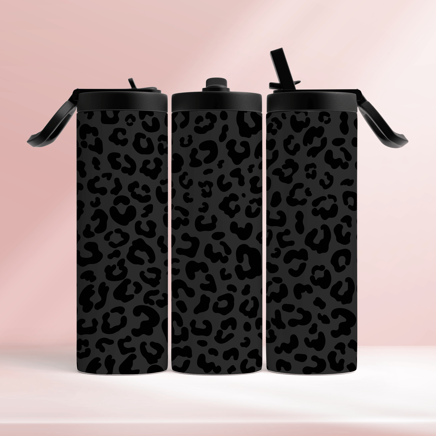 Leopard print matte black- 20oz tumbler