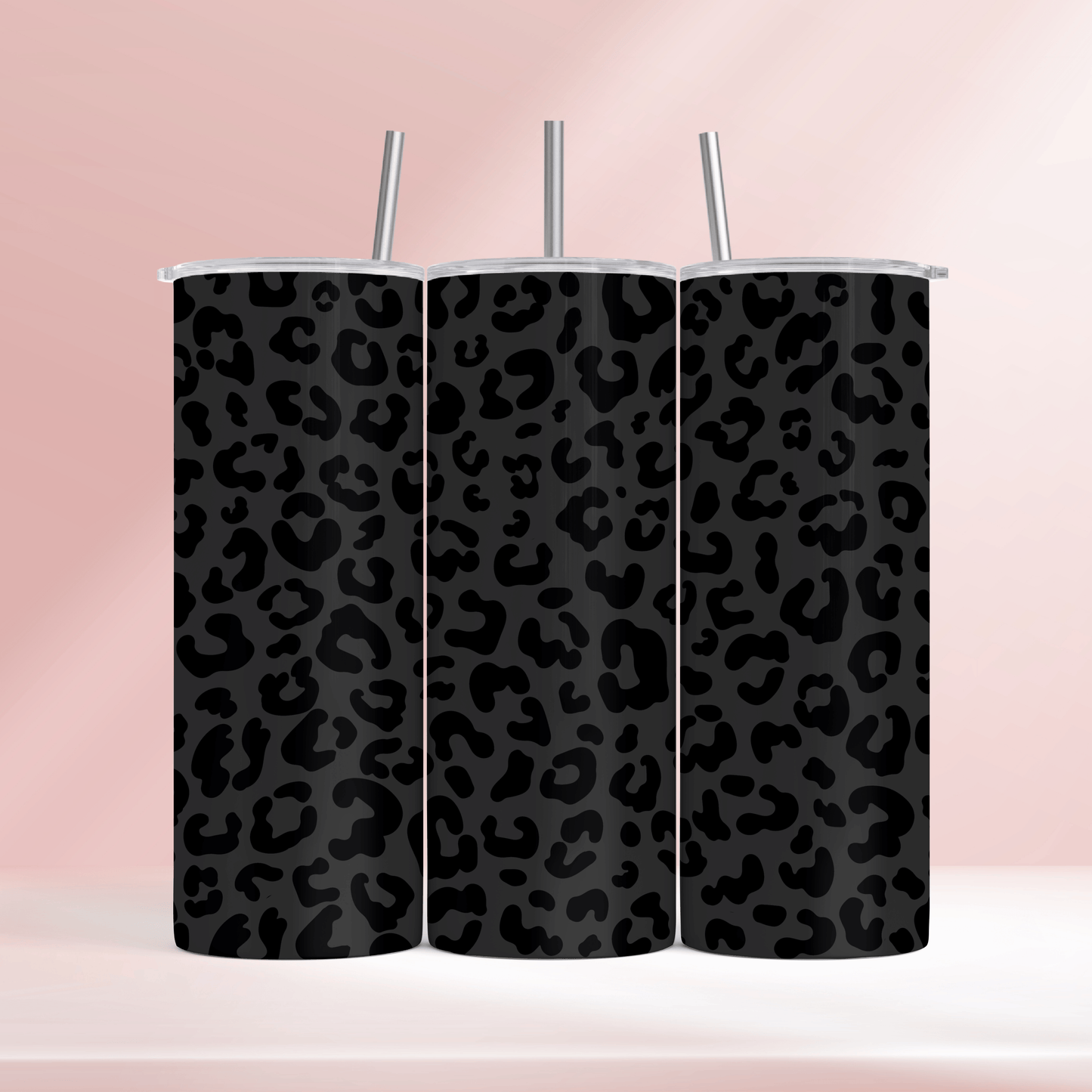 Leopard print matte black- 20oz tumbler