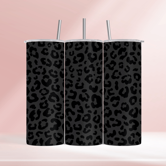 Leopard print matte black- 20oz tumbler