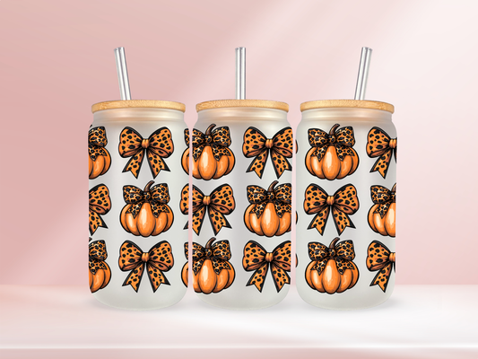 Leopard print pumpkins - 16oz libbey glass