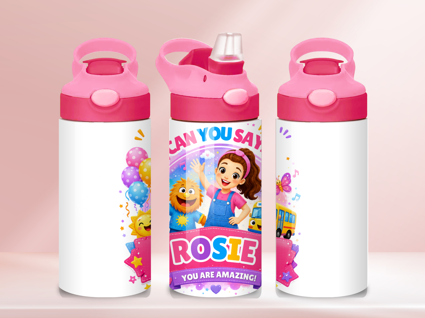Can you say Personalised - 12oz flip straw water bottle