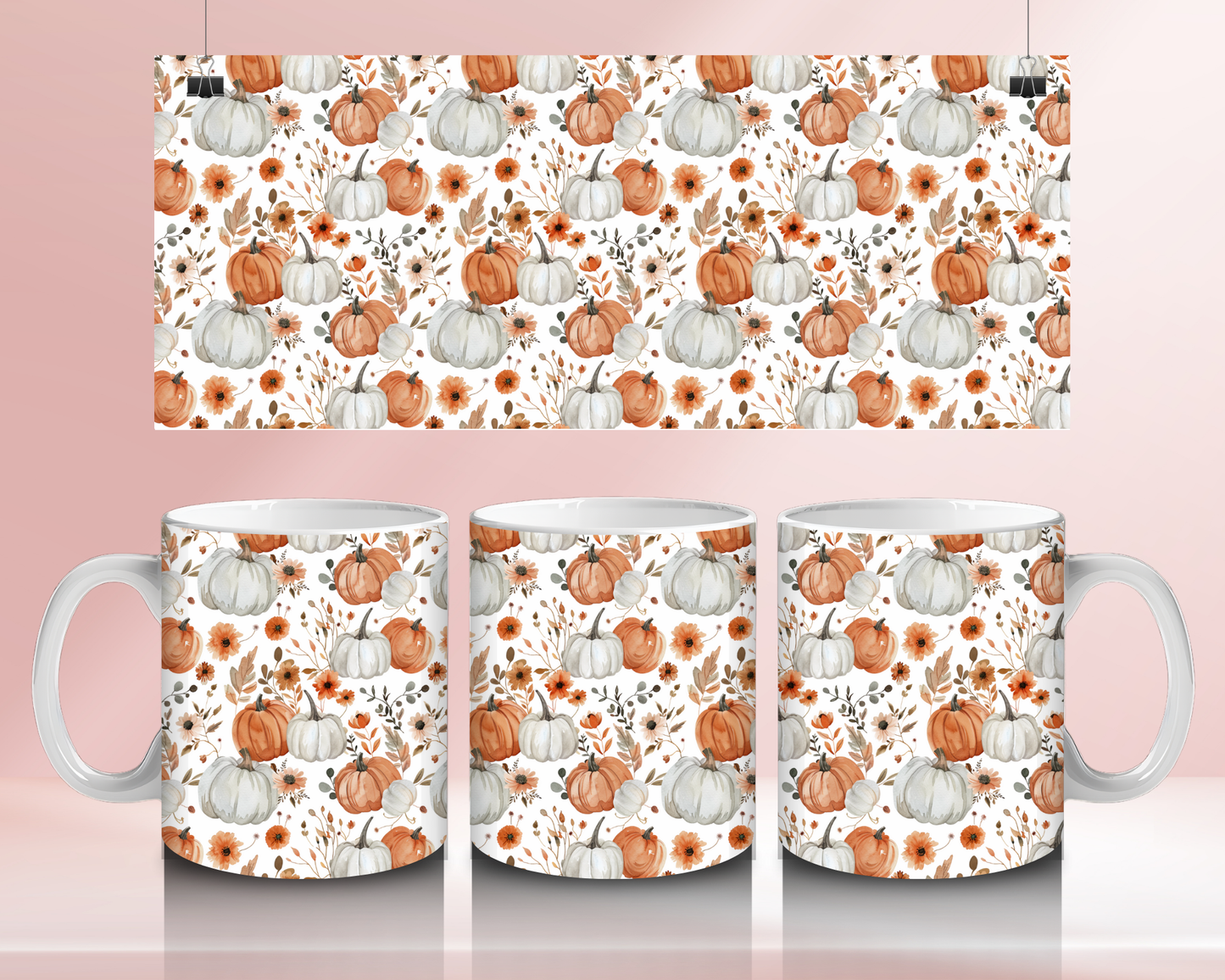 Orange and white pumpkins - 11oz Ceramic mug