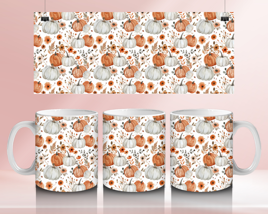 Orange and white pumpkins - 11oz Ceramic mug