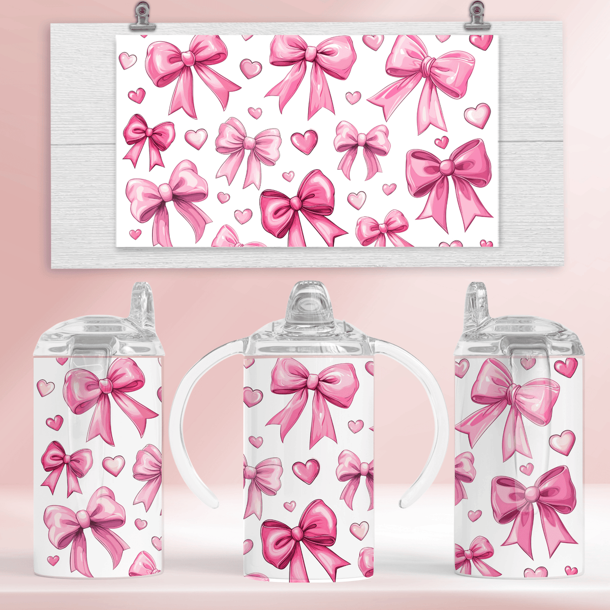 Pink bows - 12oz standard/ sippy tumbler
