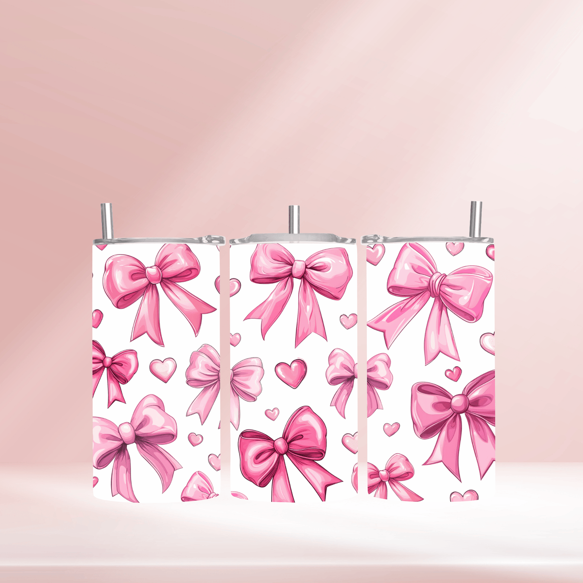Pink bows - 12oz standard/ sippy tumbler