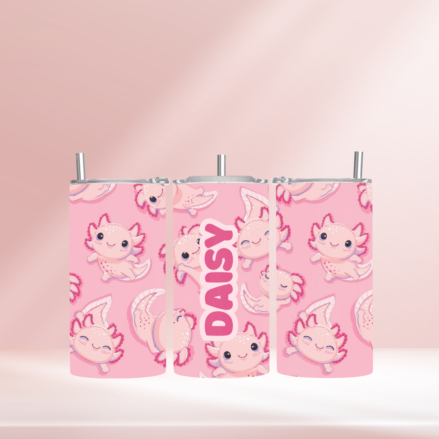 Pink Axylotyl - 12oz standard/sippy tumbler