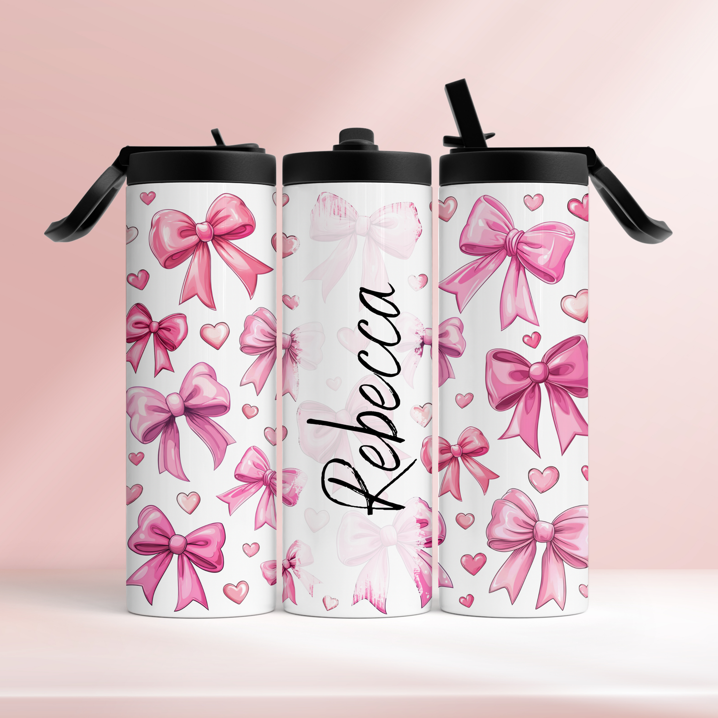 Pink bows - personalised- 20oz tumbler