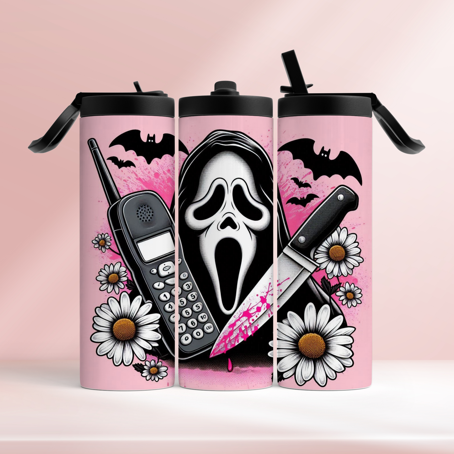 Pink Ghost face mask - 20oz tumbler