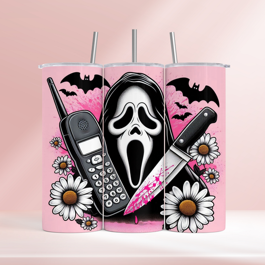 Pink Ghost face mask - 20oz tumbler