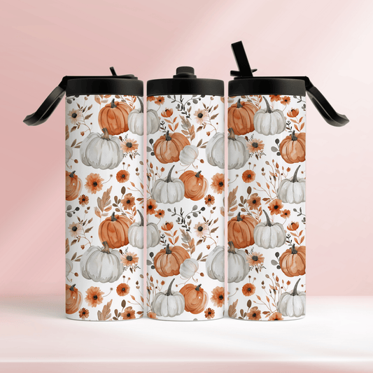 White and orange aesthetic pumpkins - 20oz tumbler