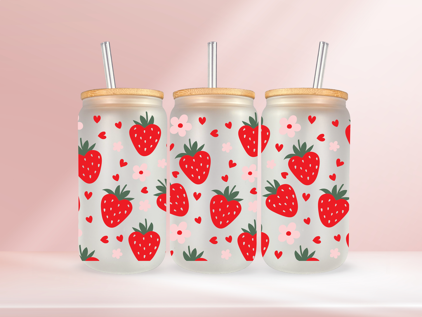 Strawberries - 16oz libbey glass
