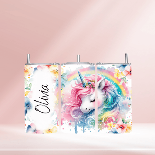 Personalised unicorn - 12oz standard/sippy tumbler
